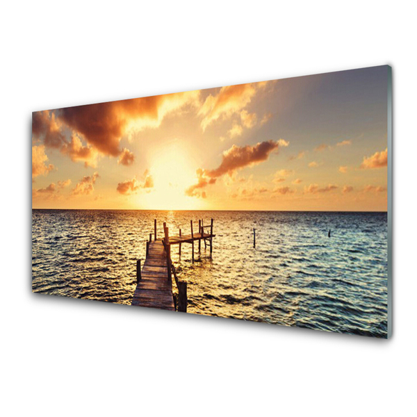Akrylglas bild Bridge Sea Sunset View