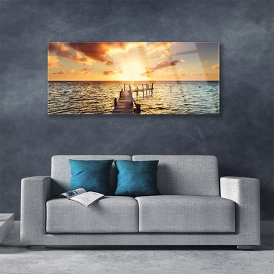 Akrylglas bild Bridge Sea Sunset View