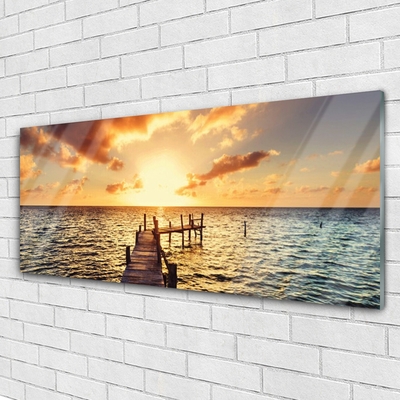Akrylglas bild Bridge Sea Sunset View