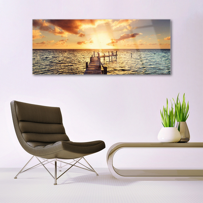 Akrylglas bild Bridge Sea Sunset View