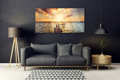 Akrylglas bild Bridge Sea Sunset View