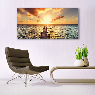 Akrylglas bild Bridge Sea Sunset View