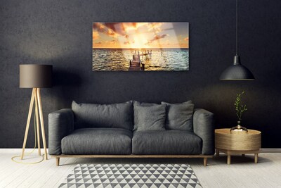 Akrylglas bild Bridge Sea Sunset View