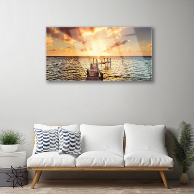 Akrylglas bild Bridge Sea Sunset View