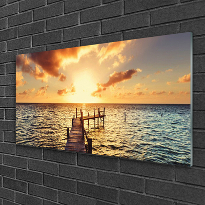 Akrylglas bild Bridge Sea Sunset View