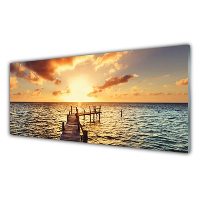 Akrylglas bild Bridge Sea Sunset View