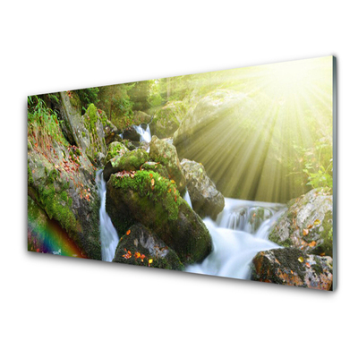 Tavla plexiglas Rainbow Waterfall Nature Potok