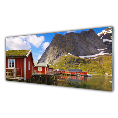 Stänkpanel Hus Lake Mountain Landskap