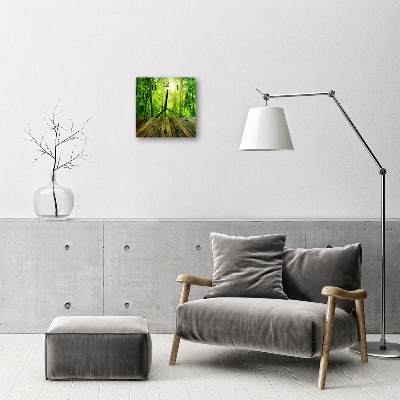 Fyrkantig glasklocka Bambu