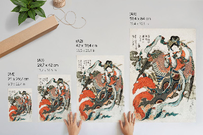 Hållbar väggposter Japansk Hokusai i vintage ukiyo-e stil