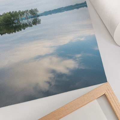 Dekorativ väggaffisch Lugna vattenträd reflektion himmel landskap