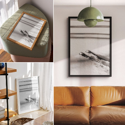 Dekorativ väggaffisch Minimalism vita grå skidor skuggor fred