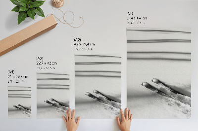 Dekorativ väggaffisch Minimalism vita grå skidor skuggor fred