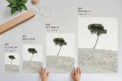 Poster ensamt träd på en ljus bakgrund i minimalistisk stil