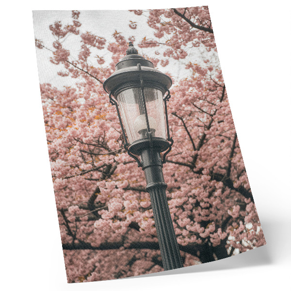 Dekorativ väggaffisch Rosa träd svart lykta nostalgisk atmosfär