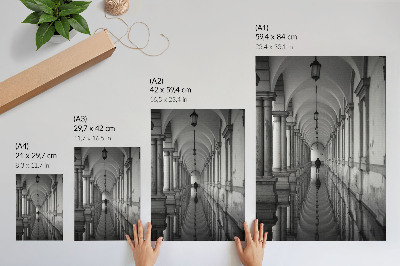 Poster Monokromatisk symmetrisk arkitekturperspektiv