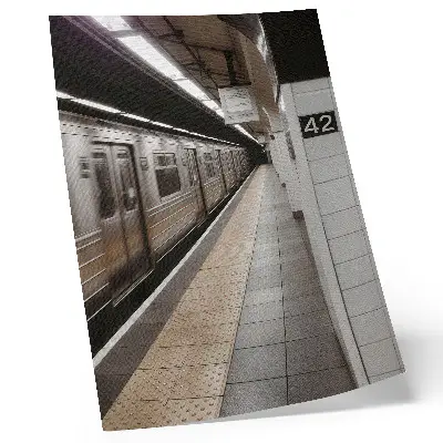 Poster modern tunnelbaneplattform med dynamisk arkitektur