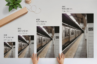 Poster Modern tunnelbaneplattform, dynamiskt arkitektoniskt utrymme
