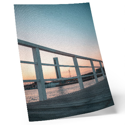 Hållbar väggposter Balustrad vattensolnedgång harmonisk komposition
