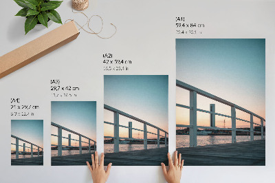 Hållbar väggposter Balustrad vattensolnedgång harmonisk komposition