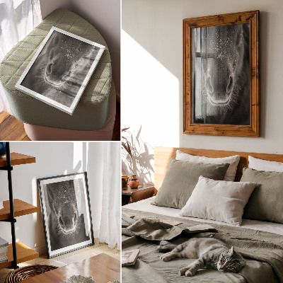 Hållbar väggposter Fotorealistisk närbild av ett hästansikte i snön