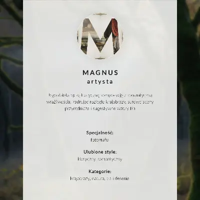 Poster med motiv av magisk skog i höstljus och lugn atmosfär
