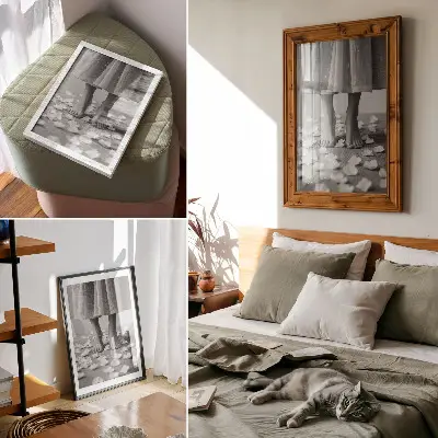 Poster eleganta svarta och vita kronblad fred