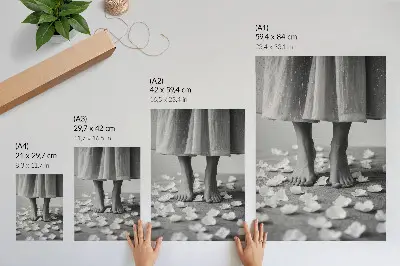 Poster eleganta svarta och vita kronblad fred