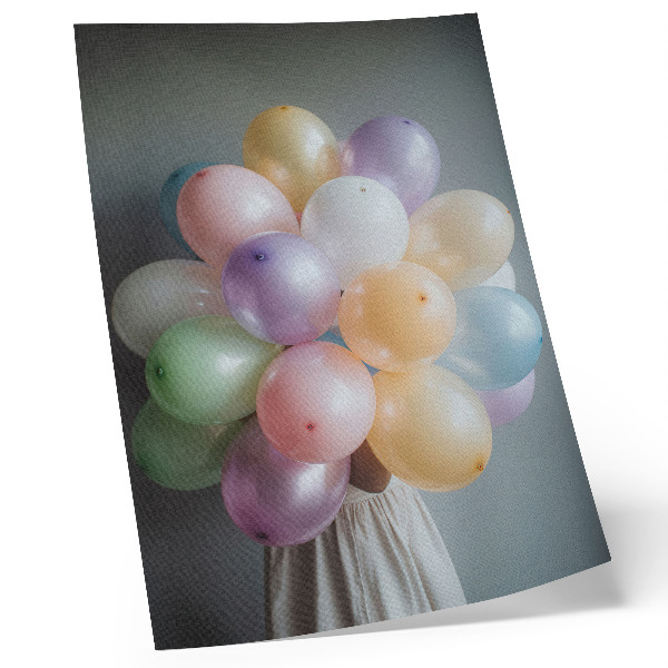 Dekorativ väggaffisch Pastellfärgade ballonger på en grå bakgrund