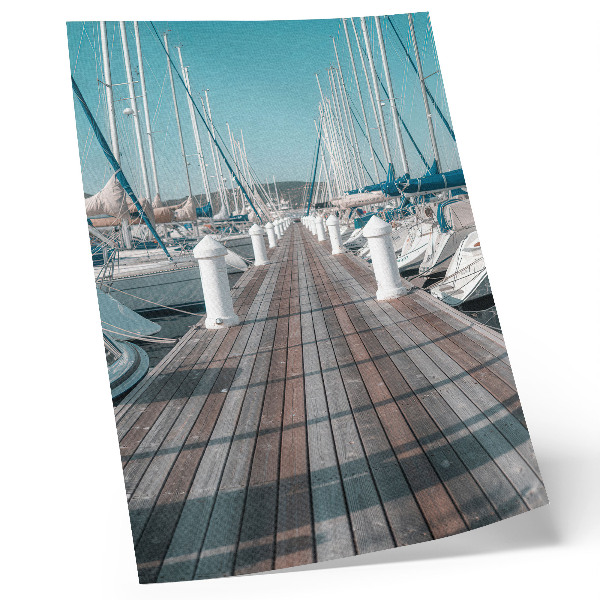 Affisch Marina yachter brygga blå himmel symmetri