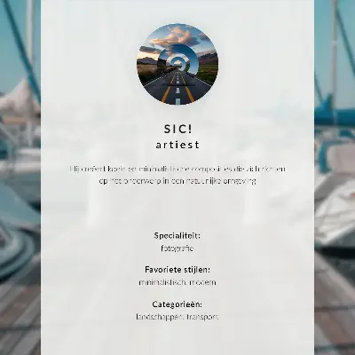 Affisch med motiv av marina yachter vid en brygga under en blå himmel med symmetri