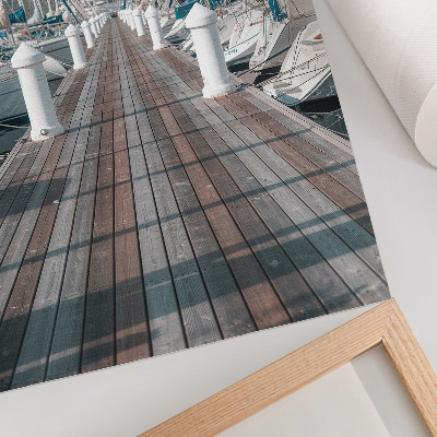 Affisch Marina yachter brygga blå himmel symmetri