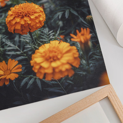 Hållbar väggposter Orange blommor gröna blad klassiska