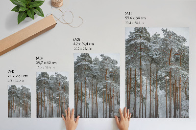 Affisch Vinterskog snö träd fred harmoni natur