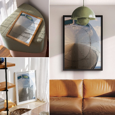 Affisch Närbild av ett elegant flygplan med metalliska detaljer