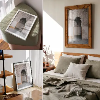 Väggposter med orientaliskt motiv hållbar väggdekoration med symmetriska mönster