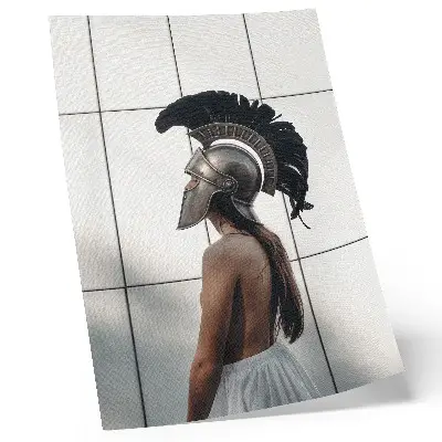 Hållbar väggposter figur i hjälm i klassisk realistisk stil