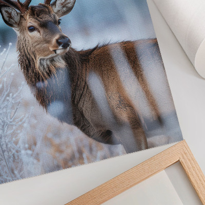 Dekorativ väggaffisch Naturens skönhet, vinterlandskap, majestätiska rådjur