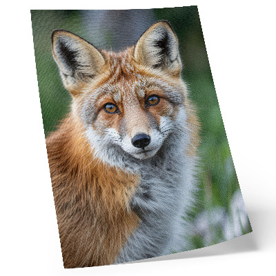 Poster Rävporträtt, varma nyanser, grön bakgrund