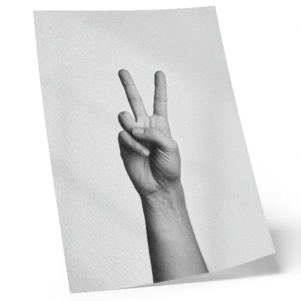 Svartvit väggposter med fredstecken minimalistisk och elegant design