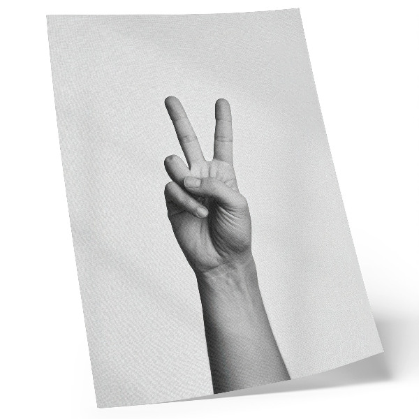 Hållbar väggposter Svartvit gest av fred, minimalism och elegans