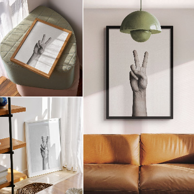 Hållbar väggposter Svartvit gest av fred, minimalism och elegans
