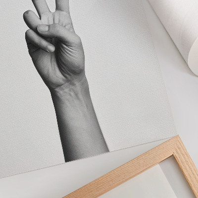 Hållbar väggposter Svartvit gest av fred, minimalism och elegans