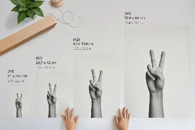 Svartvit väggposter med fredstecken minimalistisk och elegant design