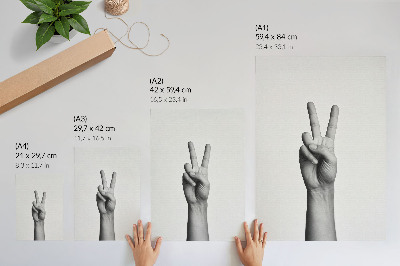 Hållbar väggposter Svartvit gest av fred, minimalism och elegans