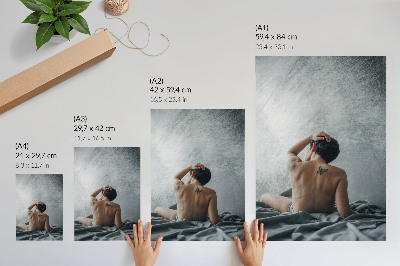 Hållbar väggposter Minimalistisk naken i grå nyanser