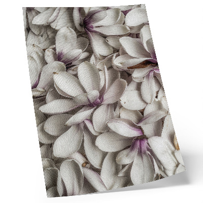 Dekorativ väggaffisch Vita kronblad i lila blommönster natureffekt
