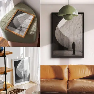 Hållbar väggposter böjd arkitektur i monokromatiska toner