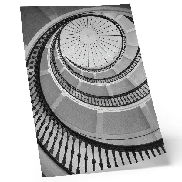 Poster svartvit spiraltrappa med modern och elegant design