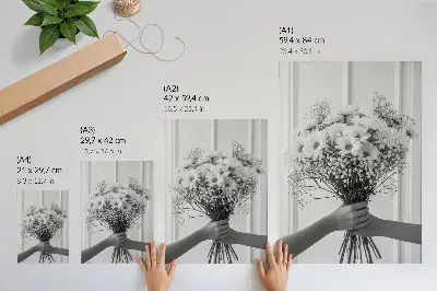 Hållbar väggposter med motiv av fina blommor i minimalistisk och subtil stil